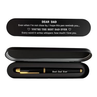Imagem de iyaone Best Dad Ever Gifts for Dad, caneta de tinta gel preta com caixa de mensagem, presente de aniversário de dia dos pais para pai, filha e filho