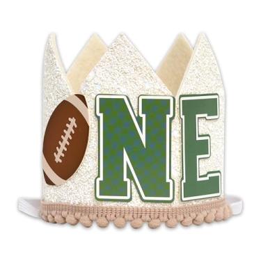 Imagem de ZAIBIANHAO Football Theme Birthday Crown - First Birthday Mini Party Hat for Baby, First Year Down Party Headband (Green)