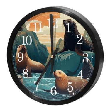 Imagem de LILINWAN Relógio de parede 24 cm sem tique-taque silencioso operado por bateria relógio de parede redondo moderno estilo simples decoração relógio para escritório/escola/quarto/sala de estar