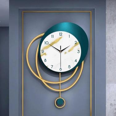 Imagem de Relógio de parede de arte moderna relógio de parede 3D decoração relógios de parede modernos e silenciosos que não tiquetaque, relógios de parede de pêndulo com mostrador de vidro e metal criativos
