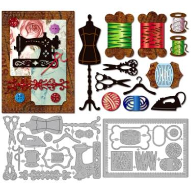 Imagem de MAYJOYDIY Ferramentas de costura, corte de metal, máquinas de costura, bobinas, matrizes de corte, agulhas, modelo de gravação para fazer cartões, estênceis de aço carbono, para bricolage, álbum de