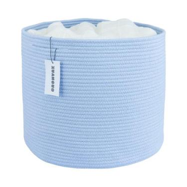 Imagem de Cesto de roupa suja com corda de algodão XUANGUO 41x36 cm Blue Nursery