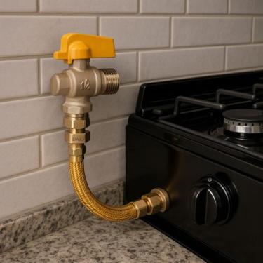 Imagem de Kit Instalação Mangueira Cooktop Gás Encanado 30cm 1/2 pol - BNP UTILI