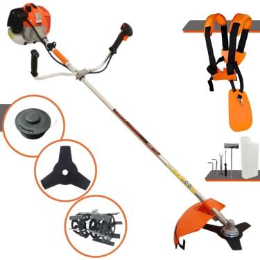 Imagem de Roçadeira Lateral Vulcan VR620H À Gasolina 62cc Motor 2T 3HP de Potência 12.500rpm Completo Com Carretel Nylon + Lâmina 3 Pontas + Enxada Rotativa