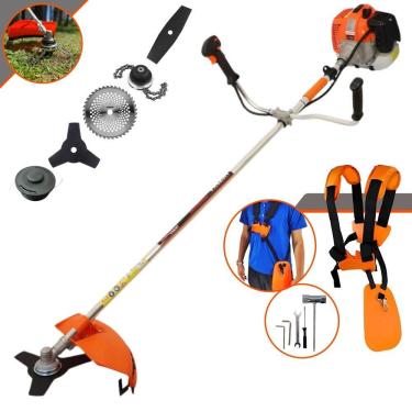 Imagem de Podador de Cortar Grama Vulcan VR620-H À Gasolina 2T 3HP 62cc Com Lâmina Facão + Lâmina 3 Pontas + Disco 40 Dentes + Trimmer + Carretel de Nylon
