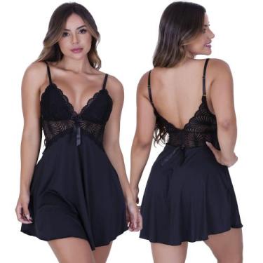 Imagem de Camisola Leide sem Bojo de Microfibra Light e Renda Feminino - Biograf