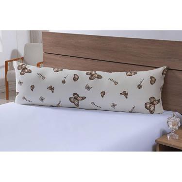 Imagem de Travesseiro Corpo 1,50Mx50Cm 100% Algodão Borboleta Cáqui