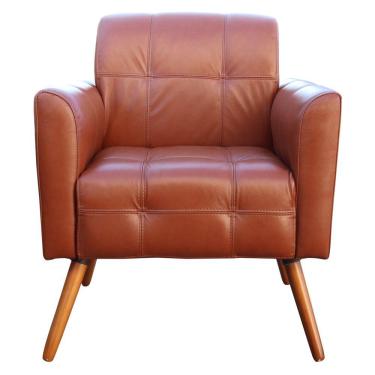 Imagem de Poltrona Decorativa Sala de Estar Bia Couro Caramelo - Gran Belo