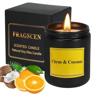 Imagem de Vela perfumada de coco cítrico, velas perfumadas para casa, velas de cera de soja natural, vela em frasco de 200 ml, 40 horas
