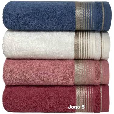 Imagem de KIT 4 Toalhas de Banho 75x150cm 100% Algodão Absorvente e Macia Hotel Academia Enxoval Adulto Premium (KIT 5)