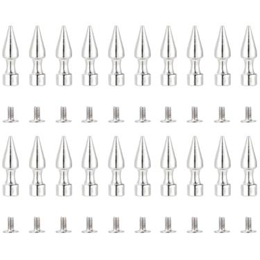 Imagem de GORGECRAFT 20 conjuntos de 3,5 cm de comprimento parafuso traseiro rebites de metal grandes pontas e tachas prata metálico pregos cabeça de unha punk couro rebites cone rebites para sapatos, roupas