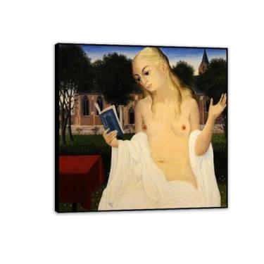 Imagem de Paul Delvaux Print The Lady of Loos pintura em tela famosa arte pôsteres surrealismo imagem de arte de parede para decoração de escritório em casa presente exclusivo 30x30 cm (30.5x30.5 cm) moldura