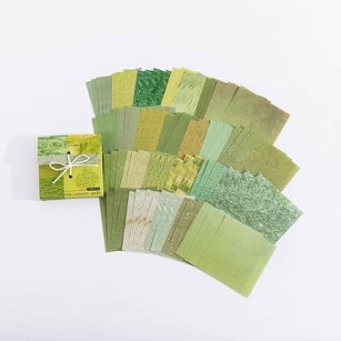 Imagem de 100 peças de papel para scrapbook – Artigos de papelaria decorativos com padrões variados para notas, fotos, diários e álbuns de recortes (tema verde), cartolina sem ácido para artesanato