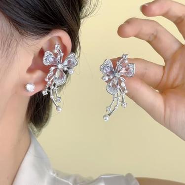 Imagem de Brinco de borboleta com strass, vintage, não perfurado, para noivas, alpinista, baile, bijuteria, Medium, Latão, Sem pedra preciosa