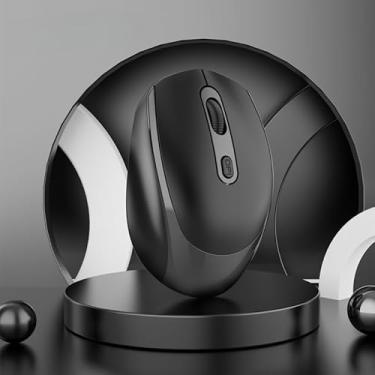 Imagem de Mouse sem fio ergonômico receptor USB alimentado por bateria mouse de computador portátil para PC, laptop, Windows baterias para destros não incluídas preto