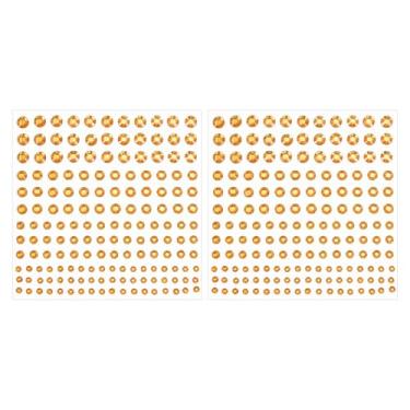 Imagem de Adesivos autoadesivos de strass, 2 peças de adesivos de joias de pedras de rosto folha de enfeite de cristal para artesanato decoração de unhas maquiagem faça você mesmo, ouro escuro