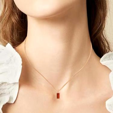 Imagem de Colares de diamante para mulheres, banhado a ouro 14K, esmeralda, pedra do mês de nascimento para mães, colar de ouro delicado, azul, verde, zircônia cúbica, presente de aniversário para joias, 18