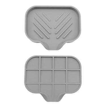 Imagem de Bandeja de sabão de cozinha de silicone com bico de drenagem organizador de pia para garrafas de sabão e esponjas cinza (12,5 x 10 x 1,7 cm) DJA282-03