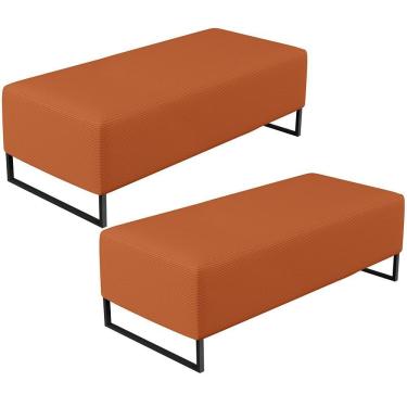 Imagem de Kit 02 Puffs Decorativo Sala De Estar Bali W01 Base Ferro 120x50cm Tecido Terracota