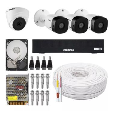 Imagem de Kit Cftv 4 Câmeras Multi Hd 720p 1mp Dvr Intelbras Mhdx 1104