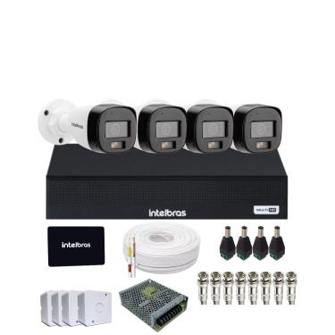 Imagem de Kit 4 Câmeras Intelbras 3220b Full Color Com Áudio Dvr Mhdx 4 Canais Intelbars Com Ssd 512gb