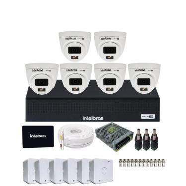 Imagem de Kit 6 Câmeras Intelbras 1120d Full Color Dvr Mhdx 1108-c  Com Ssd 512gb Intelbras Incluso