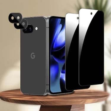 Imagem de [Pacote com 2 + 2] para Google Pixel 9A Protetor de Tela de Privacidade com Protetor de Lente de Câmera, [Grau Militar], Vidro Temperado Top 9H+, Cobertura Total da Borda, Ultra Durável