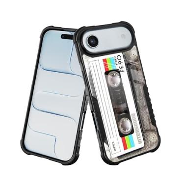 Imagem de LANJINDENG Compatível com iPhone 17 Air, capa de fita cassete retrô para homens e meninos, [amortecedor à prova de choque] [anti-arranhões] [antiderrapante] capa de proteção resistente