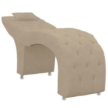 Imagem de Maca Estofada Capitone Julia Para Estetica Facial Sombrancelha E Cilios Suede Cor Bege Médio