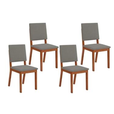 Imagem de Kit 4 Cadeiras Sala Jantar Talia 4 Un Freijó Suede Lunar