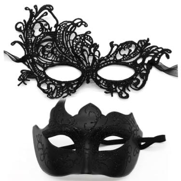 Imagem de Cosmer Feminino Máscara De Baile Máscaras Para Casais, Renda Os Olhos, Carnaval Veneziano, Halloween, Festa, Baile, Fantasia, (Preto)