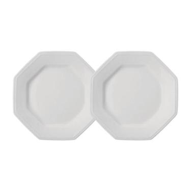 Imagem de Jogo 2 Pratos de Sobremesa Prisma Brancos 20,5 cm Porcelana Schmidt
