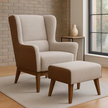 Imagem de Poltrona Dekorien Milena Premium Com Puff Decoração Sala (Marrom Compose)