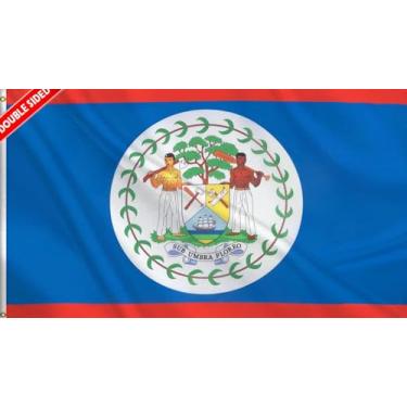 Imagem de HVATLTL Bandeira de barco Belize com 3 camadas dupla face, 30 x 45 cm, nylon resistente 220D, cores vivas, bandeiras náuticas nacionais de Belize com 2 ilhós de latão para barco, quadriciclo, caminhão