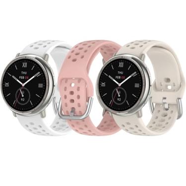 Imagem de HAOZHI 3Peças 20mm Pulseira Compatível para Amazfit Active 2,Active 2 Square,GTS 2 4 Mini,GTS 4 3,GTS 2 2e,Bip 3 3 Pro,Bracelete Correia Cinta Alça de Substituição para Bip U Pro,Bip S Lite (Branco+Rosa+Luz Estelar)