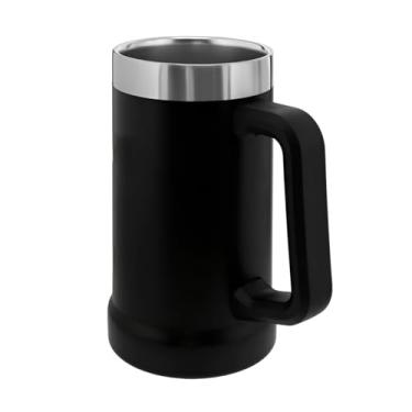 Imagem de Caneca Térmica de Aço Inox 18/8, Preta, 710ml, Parede Dupla com Isolamento a Vácuo, 18cm x 9cm, Retenção Térmica para Bebidas Quentes e Frias