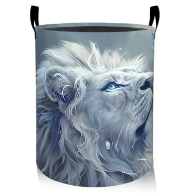 Imagem de ainori Elegante cesto de roupa suja de leão, pano Oxford, fantasia, roupas sujas, cesto dobrável para decoração de quarto, presente com estampa de insetos, organizador de brinquedos 19,7 x 15,8