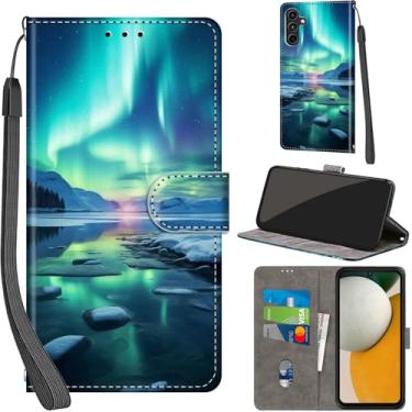Imagem de Salanheo Capa carteira para Samsung Galaxy A15 4G / A15 5G, com [3 compartimentos para cartões], fecho magnético com suporte, capa protetora de couro PU à prova de choque 16.5 cm, Aurora