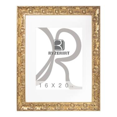 Imagem de RYZERIRT Moldura de madeira de 40,6 x 50,8 cm, exiba imagens 28 x 35,5 cm com tapete ou 40,6 cm x 50,8 cm sem tapete, molduras douradas para pôster, moldura para pendurar na parede 05