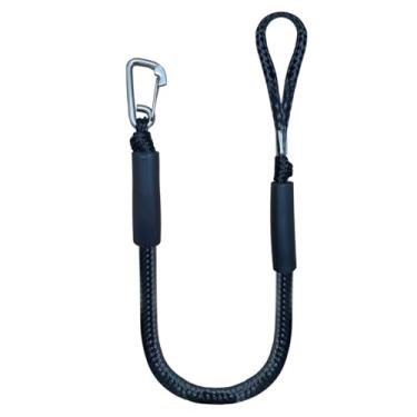 Imagem de Corda de amarração de barco de 1,2 m, linha de ancoragem elástica com gancho de aço inoxidável, corda absorvente de choque para barcos de madeira, barco, jet skis e caiaques