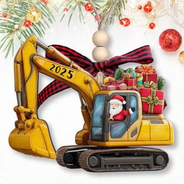 Imagem de TEEBIM Enfeite de Natal de escavadeira - Enfeites de Natal para crianças, enfeites infantis para árvore de Natal - Presentes de escavadeira para crianças, meninos - Presentes de construção fofos para