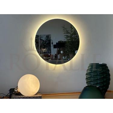 Imagem de Kit 2 Espelho redondo com Led 80x80cm lapidado - LARDECORE, Branco que