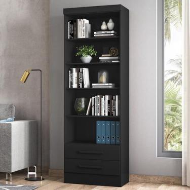 Imagem de Estante para Livros 2 Gavetas 4 Prateleiras Preto 3420 - Qmovi, Preto,