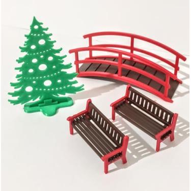 Imagem de Kit Miniatura arvore Natal/ 2 Bancos /1 Ponte - Maquetes E Terrário escala 1:43 1/43