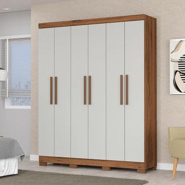 Imagem de Guarda Roupa Trevo 6 Portas E 4 Gavetas 160 La - Freijo / Off White - Magno Moveis