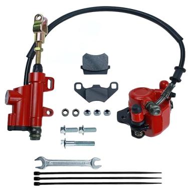 Imagem de Hauertzx Conjunto de pinça de cilindro mestre de freio de pé traseiro para substituição de quadriciclo chinês ATV 50cc 70cc 90cc 110cc 125cc para Taotao Boulder B1 Coolster 3050HD (vermelho)