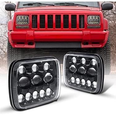 Imagem de Torchbeam Faróis de LED 5 x 7, conjunto de faróis 7 x 6 com farol alto e baixo H6054 6054 substituição para caminhão XJ YJ Cherokee Savana com adaptadores H4 300% mais brilhantes