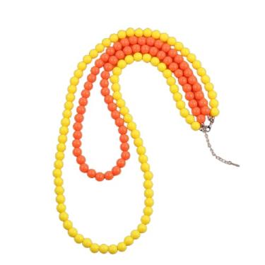 Imagem de KZL Colar de contas redondas de acrílico colorido dos anos 80, colar gargantilha em camadas neon para mulheres que brilham para festa dos anos 80, acessórios de fantasia, Acrílico, Ágata