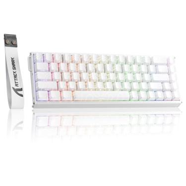 Imagem de ATTACK SHARK X68 MAX HE Teclado gamer de alumínio com fio de gatilho rápido,precisão de 0,005 mm,interruptor magnético de efeito Hall,taxa de pesquisa de 8000 Hz,latência de 0,08 ms(Contorno Branco)