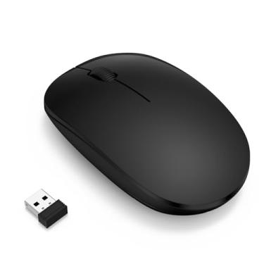 Imagem de Ououdee Mouse sem fio para laptop, mouse de computador de 2,4 GHz, controle ambidestro de 3 botões com receptor USB A, mouse sem fio para PC, computadores Windows, Macs, Linux, iPad e laptops, desktop